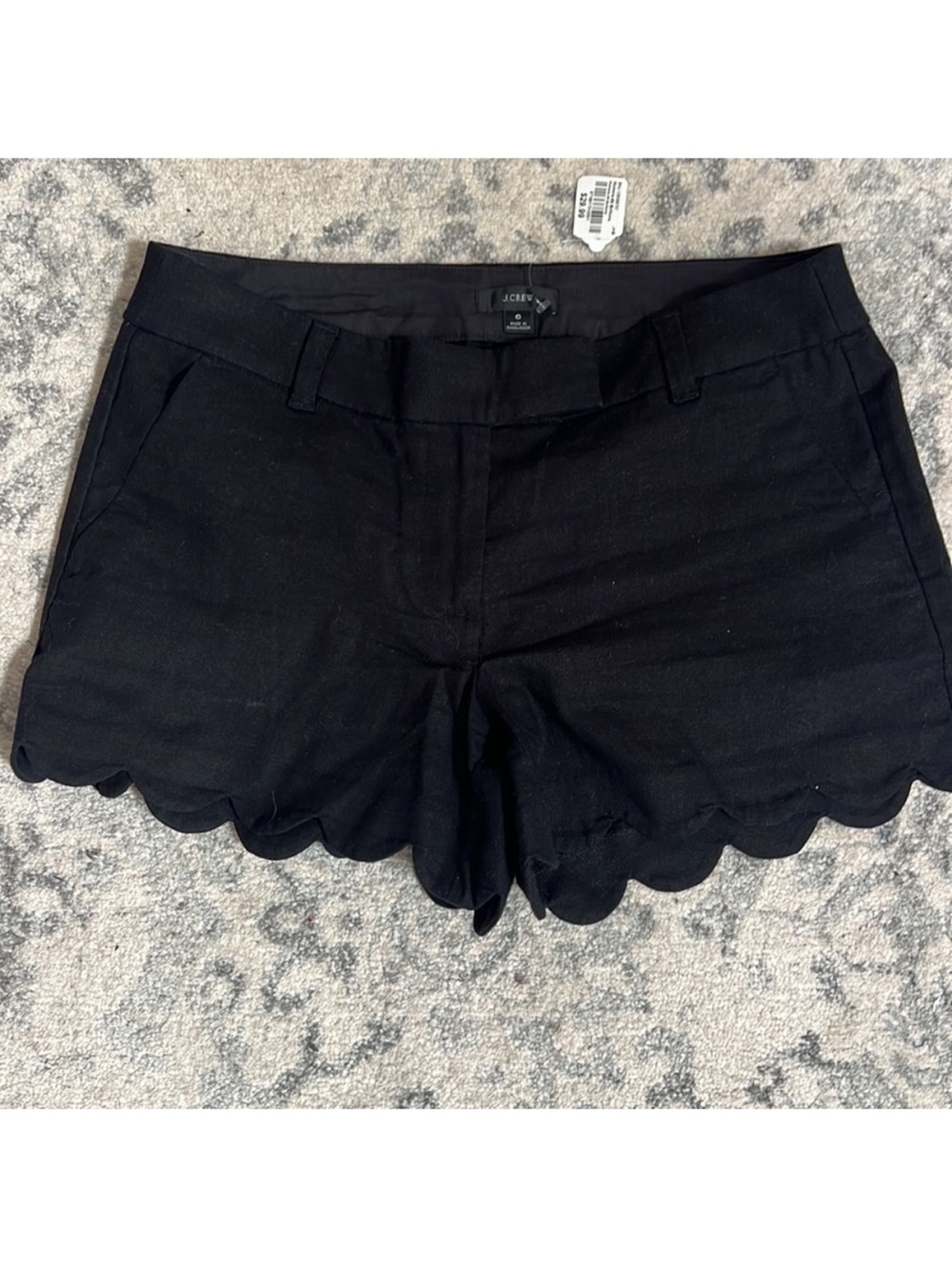J. Crew Black Linen Scallop Shorts